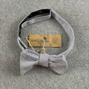 Onassis Mens Blue White Striped Cotton Self-Tie Bow Tie NWT 2.5x14-18"